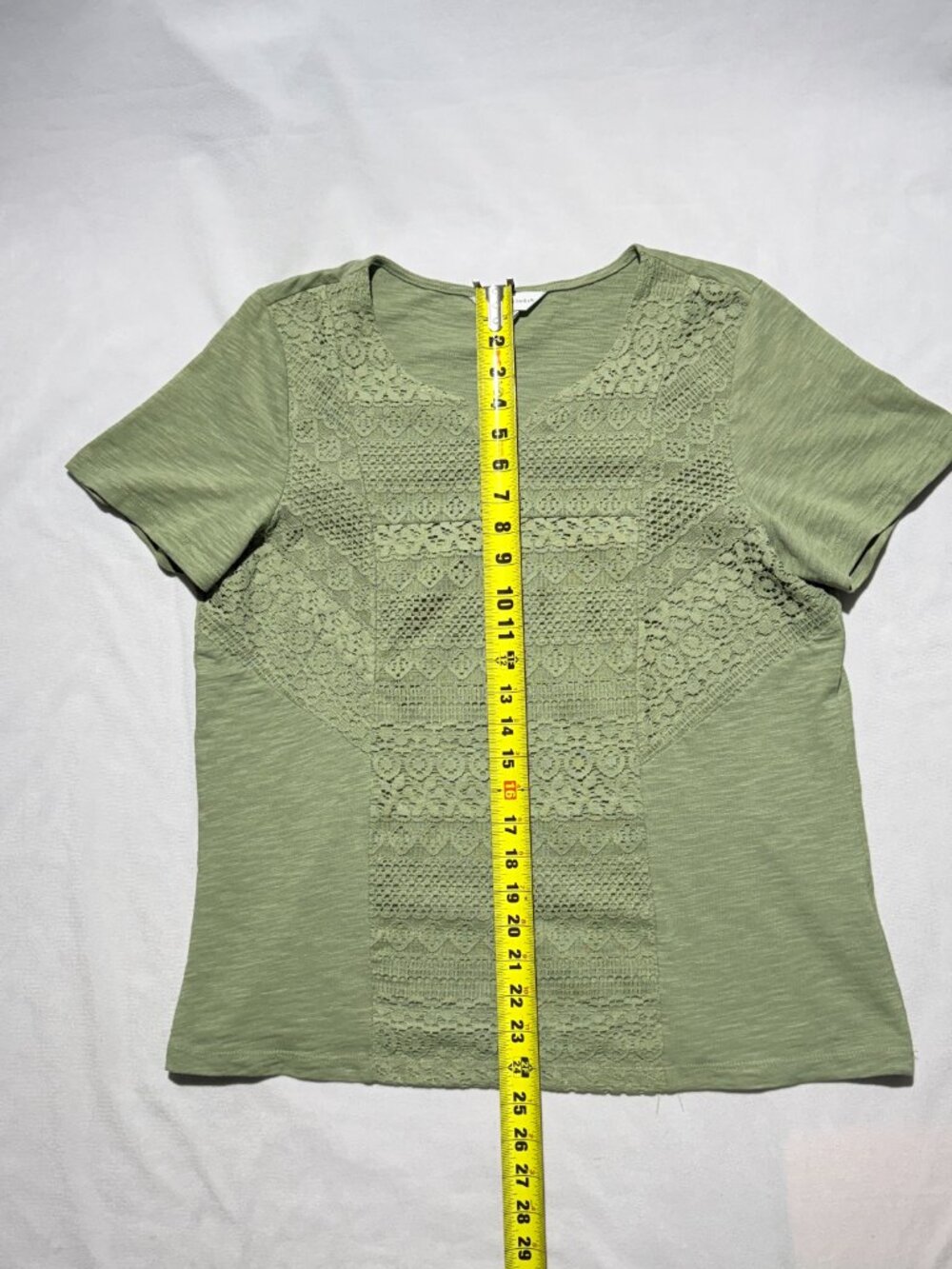 Christopher & Banks Womens Shirt Large Sage Green Cotton Lace - Picture 6 of 8